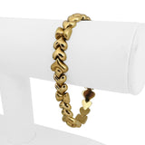 14k Yellow Gold 21g Fancy Link Cabochon Garnet and Onyx Bracelet Italy 7.25"