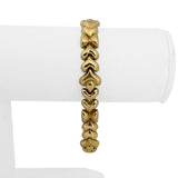 14k Yellow Gold 21g Fancy Link Cabochon Garnet and Onyx Bracelet Italy 7.25"