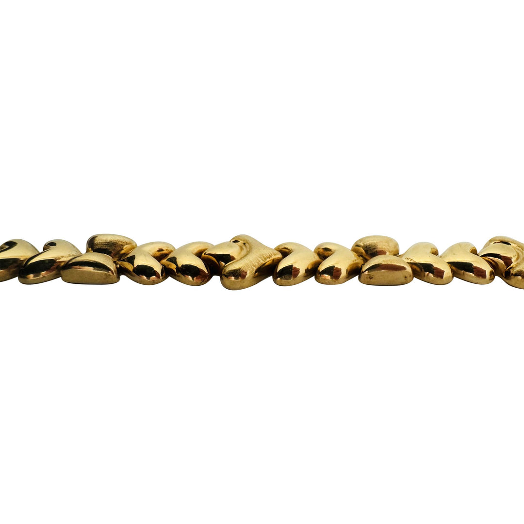 14k Yellow Gold 21g Fancy Link Cabochon Garnet and Onyx Bracelet Italy 7.25"