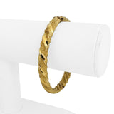 14k Yellow Gold 12g Textured and Polished Twisted Bangle Bracelet 7"