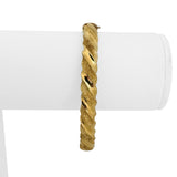 14k Yellow Gold 12g Textured and Polished Twisted Bangle Bracelet 7"