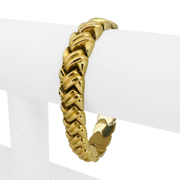 14k Yellow Gold 20g Ladies Chunky 14mm Fancy Link Bracelet Turkey 7.75