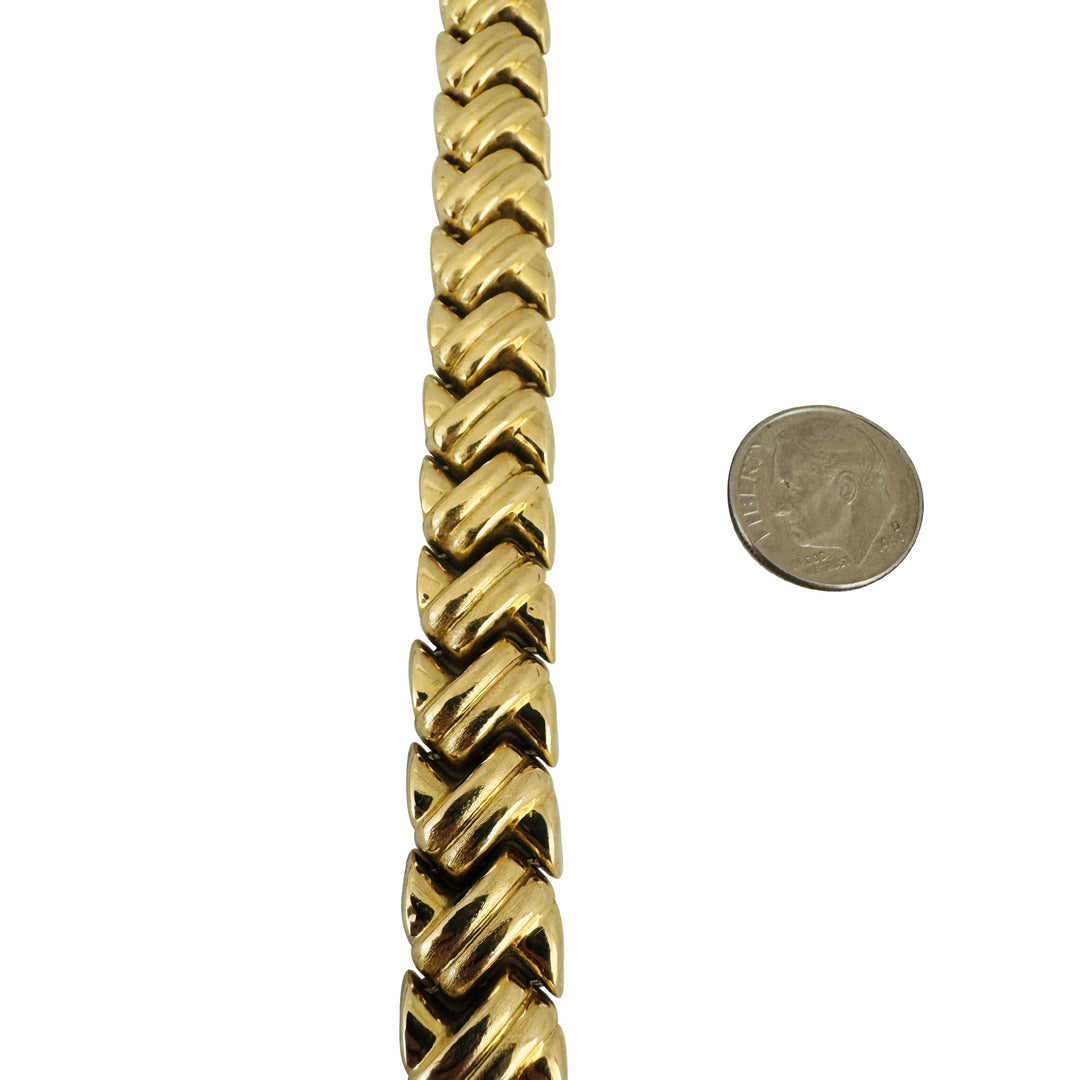 14k Yellow Gold 20g Ladies Chunky 14mm Fancy Link Bracelet Turkey 7.75"