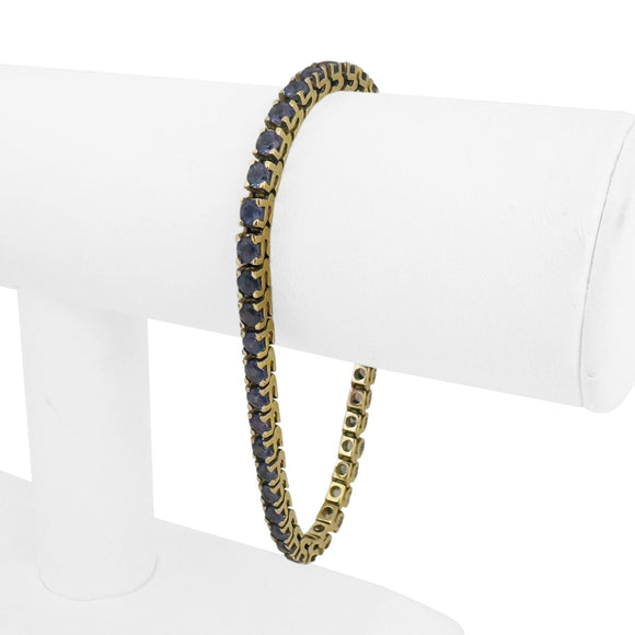 14k Yellow Gold and Tanzanite 14g Solid Ladies Tennis Bracelet 7.5