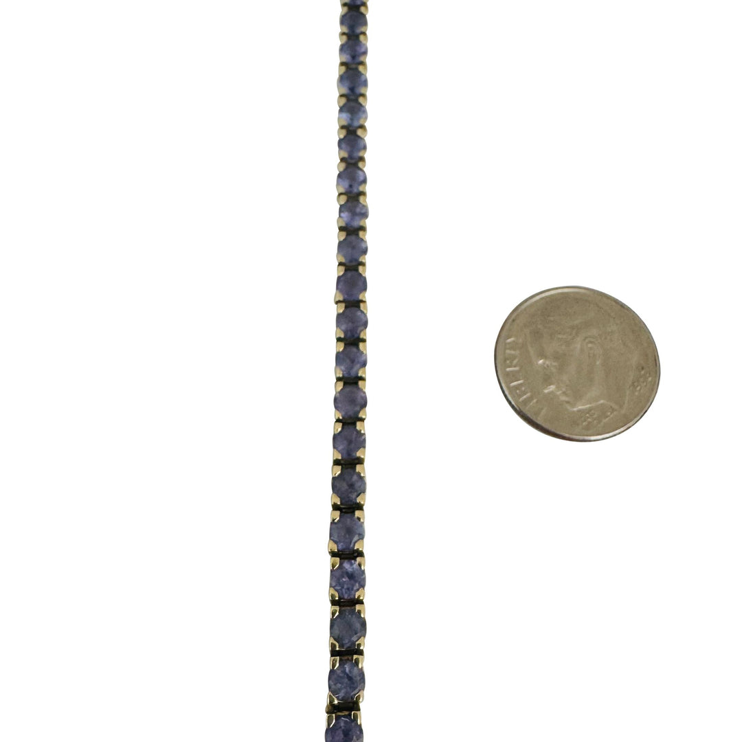 14k Yellow Gold and Tanzanite 14g Solid Ladies Tennis Bracelet 7.5"