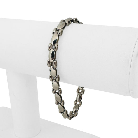 14k White Gold 10.8g Ladies Polished 6mm Fancy Link Bracelet Italy 7.25