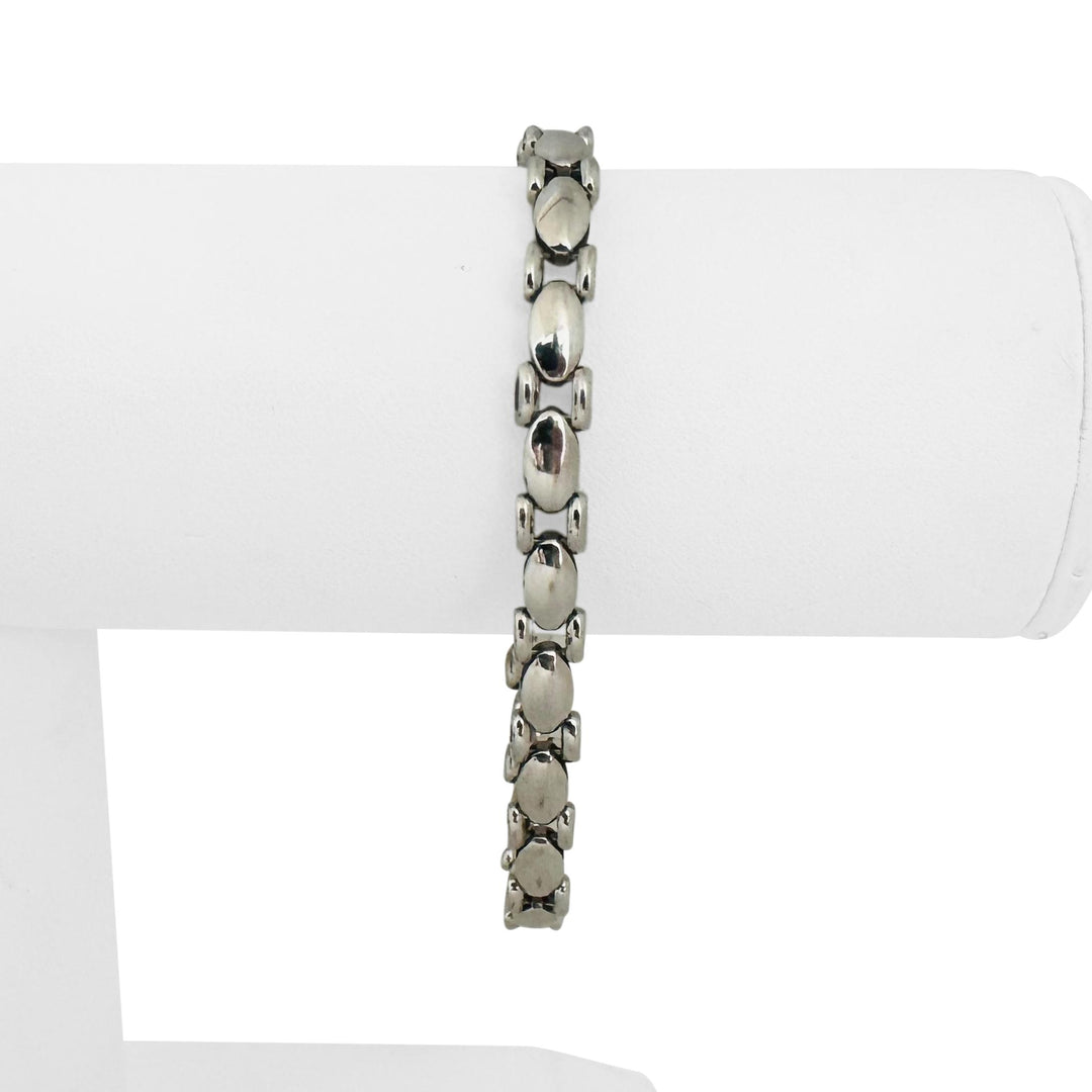 14k White Gold 10.8g Ladies Polished 6mm Fancy Link Bracelet Italy 7.25"
