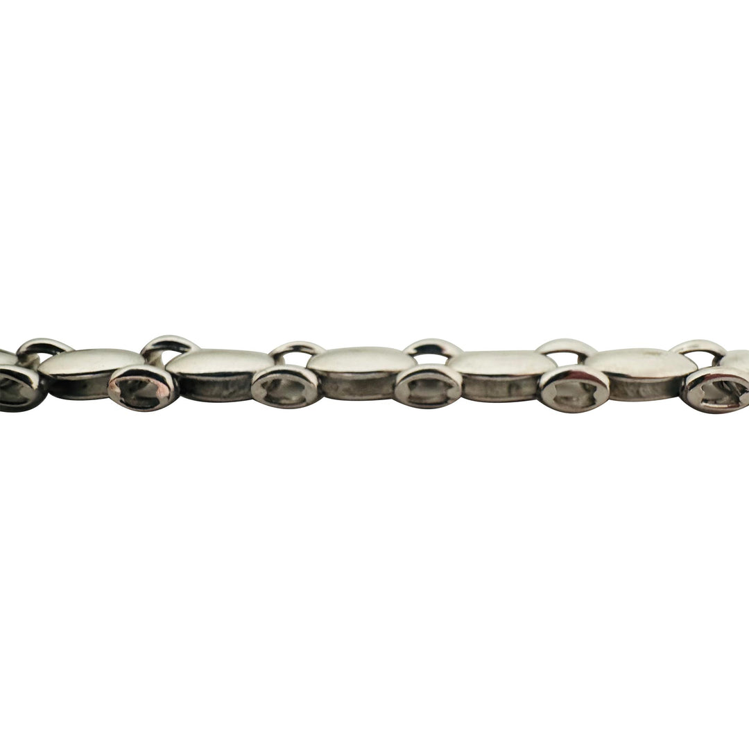 14k White Gold 10.8g Ladies Polished 6mm Fancy Link Bracelet Italy 7.25"