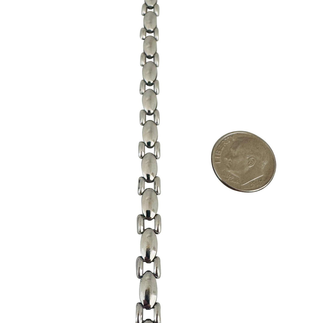 14k White Gold 10.8g Ladies Polished 6mm Fancy Link Bracelet Italy 7.25"
