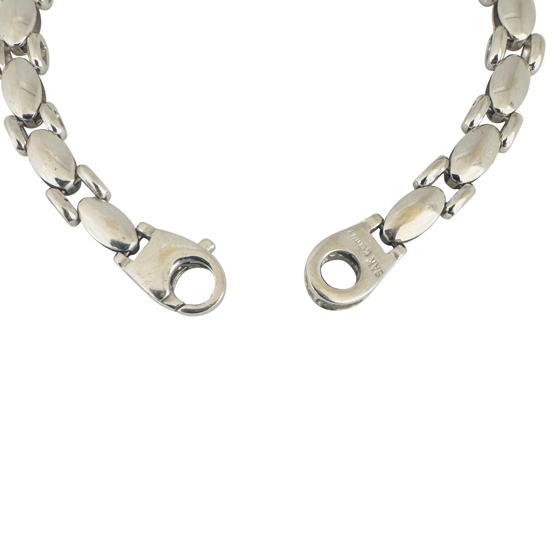 14k White Gold 10.8g Ladies Polished 6mm Fancy Link Bracelet Italy 7.25"