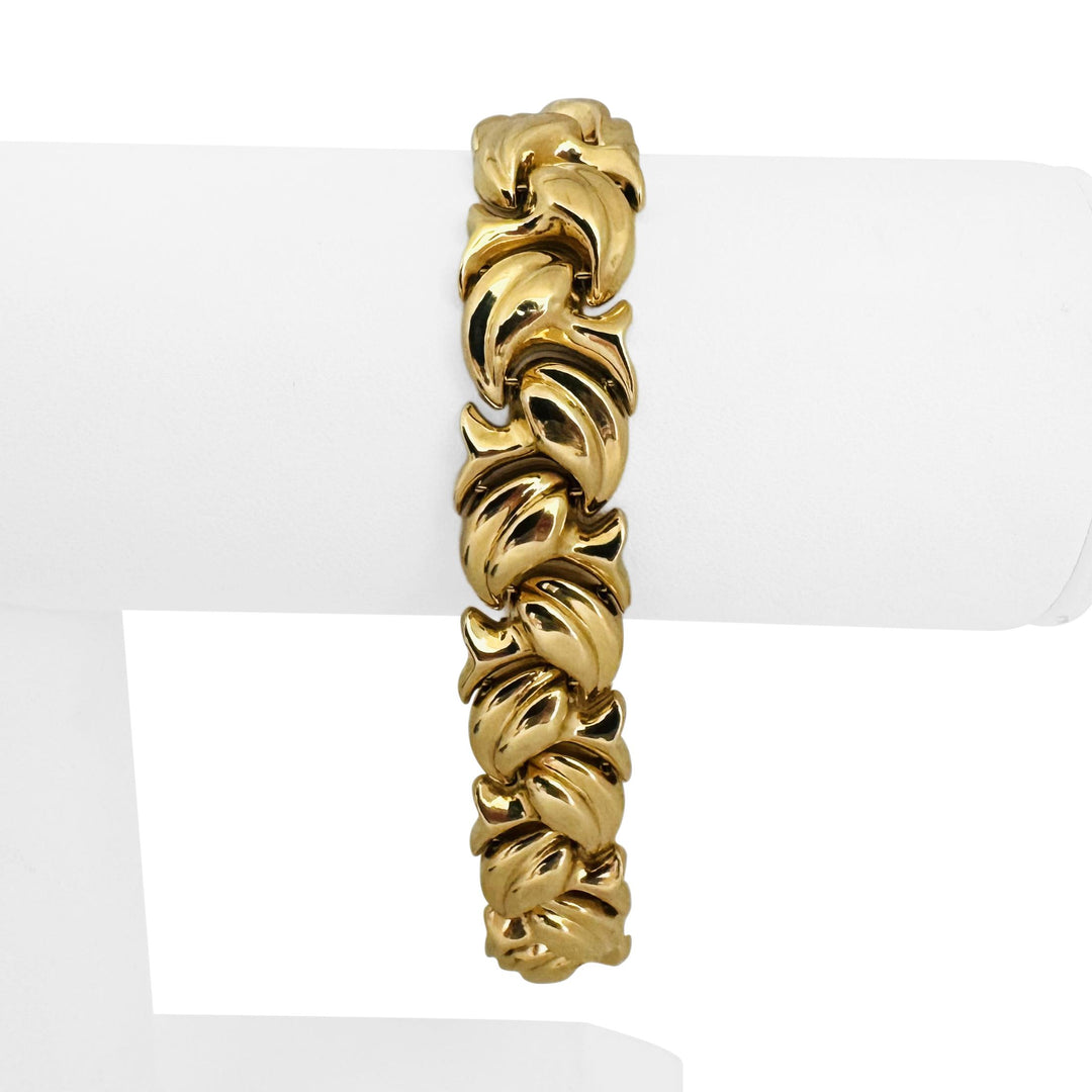 14k Yellow Gold 20g Ladies Chunky 14mm Fancy Link Bracelet Turkey 7.75"