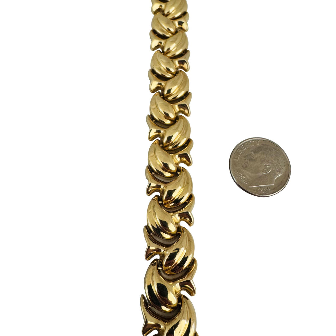 14k Yellow Gold 20g Ladies Chunky 14mm Fancy Link Bracelet Turkey 7.75"