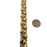 14k Yellow Gold 20g Ladies Chunky 14mm Fancy Link Bracelet Turkey 7.75"