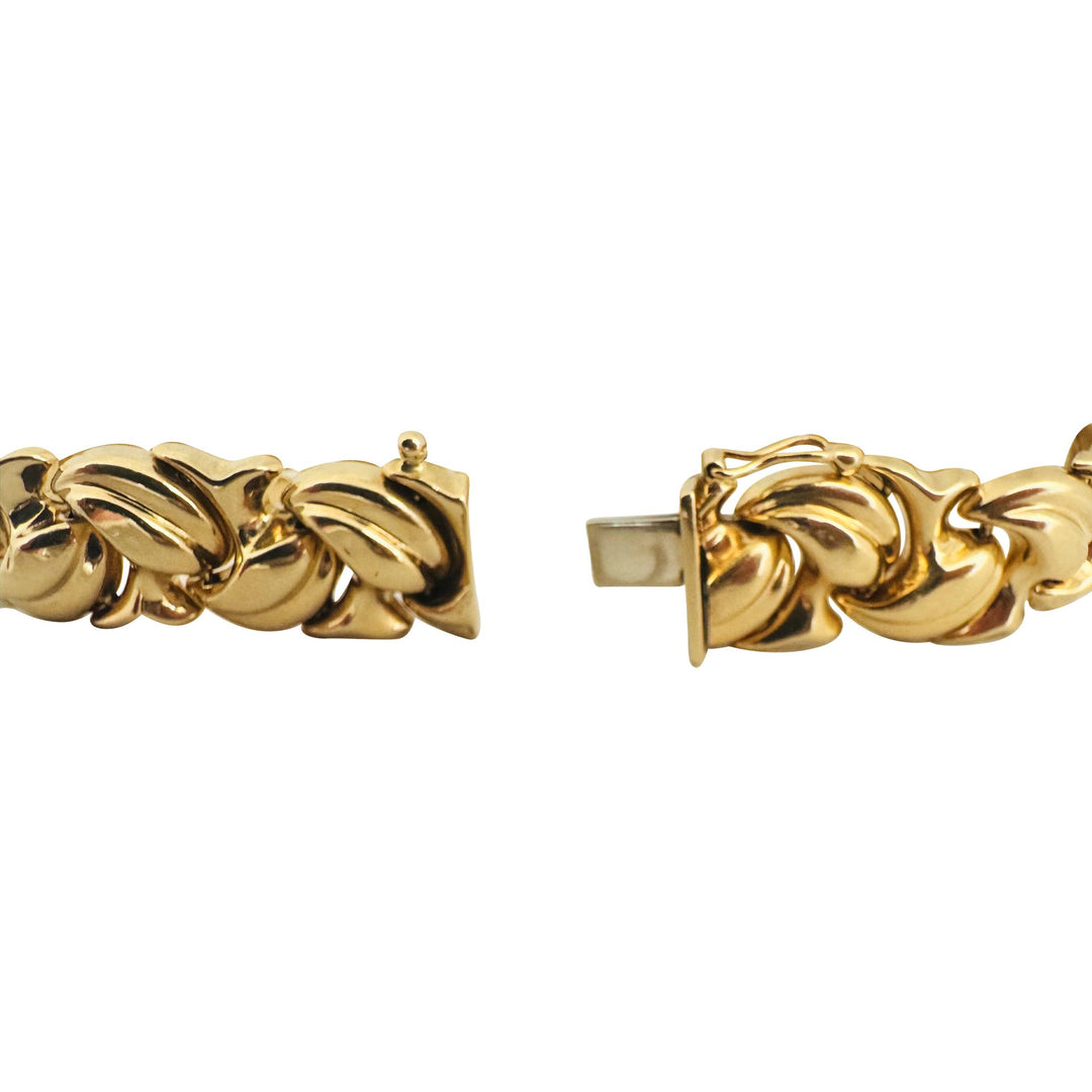 14k Yellow Gold 20g Ladies Chunky 14mm Fancy Link Bracelet Turkey 7.75"
