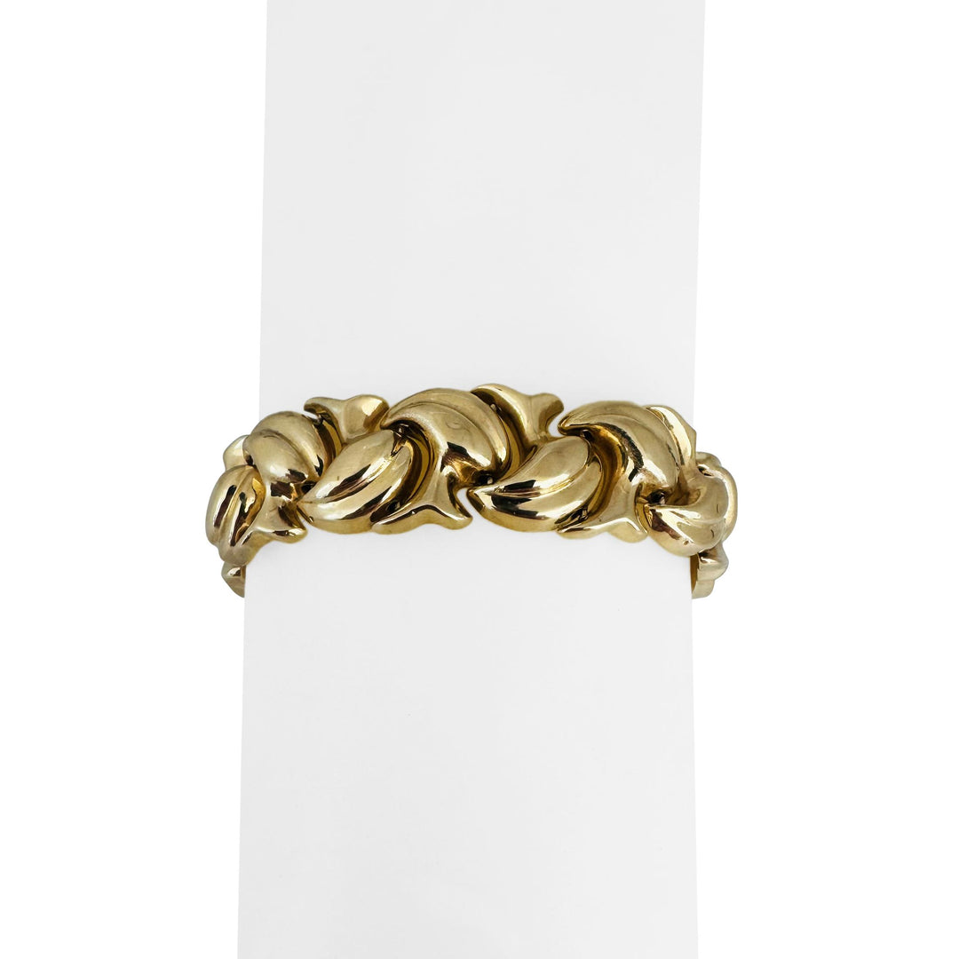 14k Yellow Gold 20g Ladies Chunky 14mm Fancy Link Bracelet Turkey 7.75"