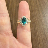 14k Yellow Gold 1ct Emerald and 0.25cttw Diamond Halo Ring Size 5