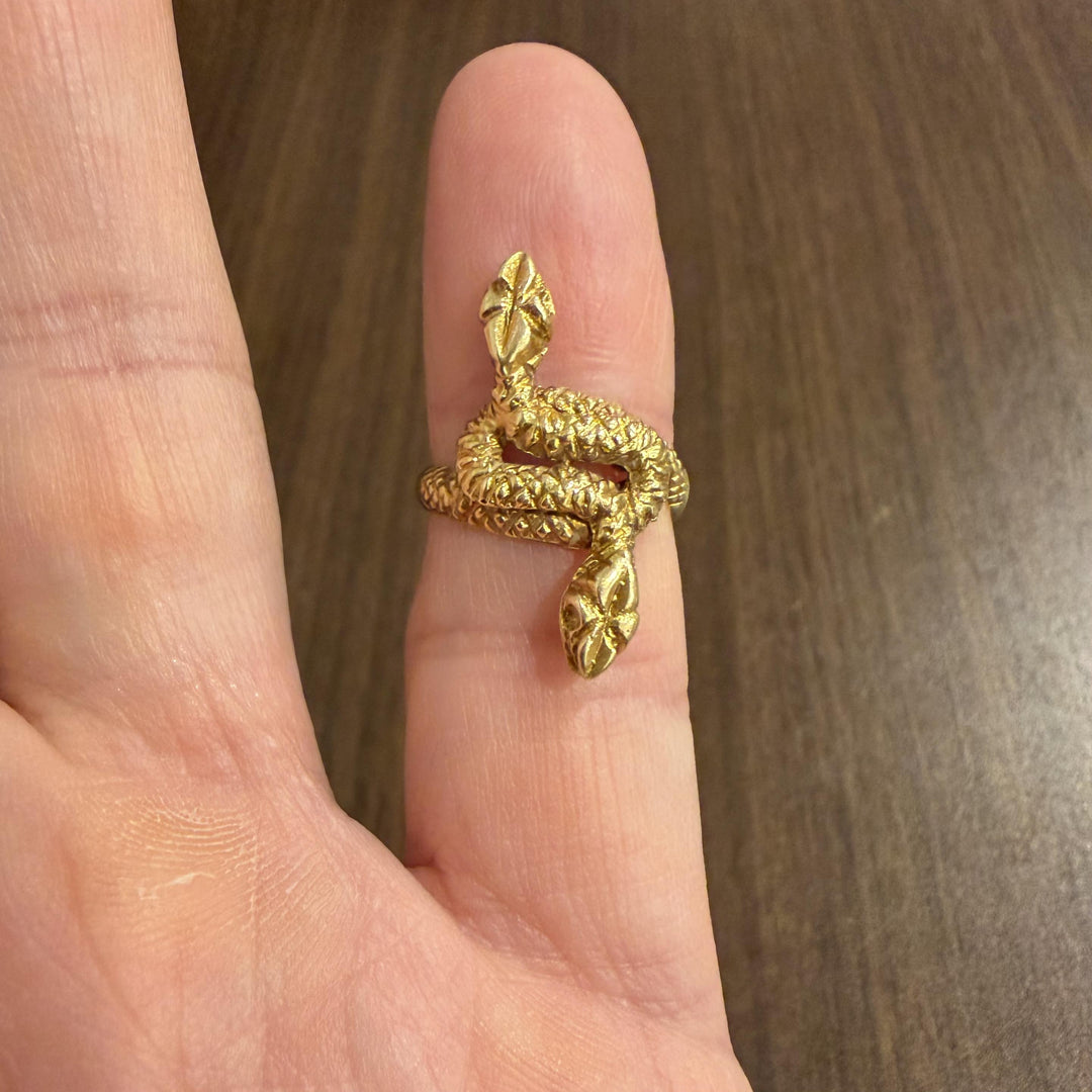 18k Yellow Gold 5.5g Vintage Bypass Snake Serpentine Ring Greece Size 5.25