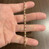 14k Yellow Gold Marquise Cut Rubies and Diamond X Link Bracelet 6.75"