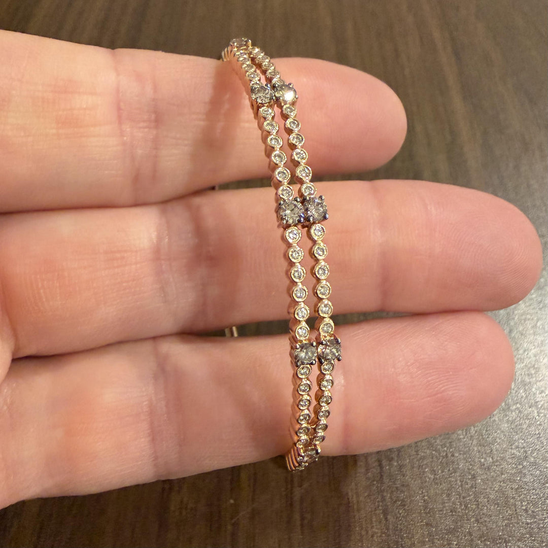 Levian 14k Rose Gold 0.92cttw Bezel Set Diamond Bangle Bracelet 6.75"