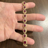 18k Yellow Gold 7cttw Ruby and 2.80cttw Diamond Heavy Link Bracelet 7.25"