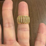 18k Yellow Gold and 0.60cttw Diamond Vintage Heavy Band Ring Italy Size 6.5