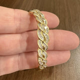 18k Yellow Gold and 2cttw Baguette Diamonds Solid Curved Bangle Bracelet 6.25"