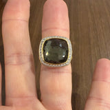 David Yurman Albion 18k Yellow Gold Prasiolite and Diamond Ring Size 7