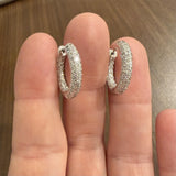 18k White Gold and 2cttw Pave Diamond Inside Out Hoop Earrings 0.75"