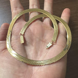 14k Yellow Gold 27.3g Solid Thick 7mm Herringbone Link Necklace Italy 18"