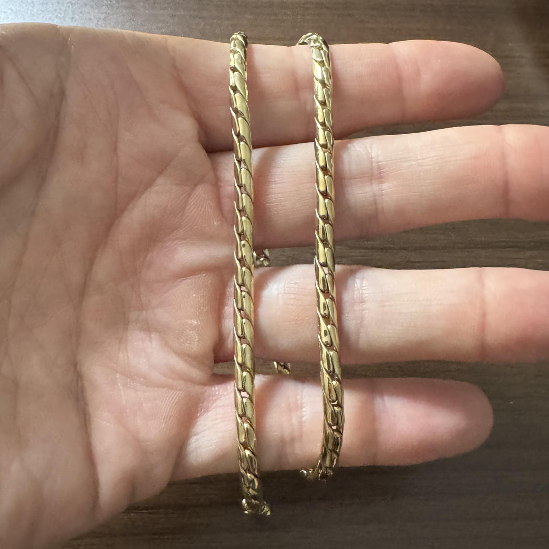 14k Yellow Gold 17.8g Ladies Thick 4mm Flattened Curb Link Necklace 16"
