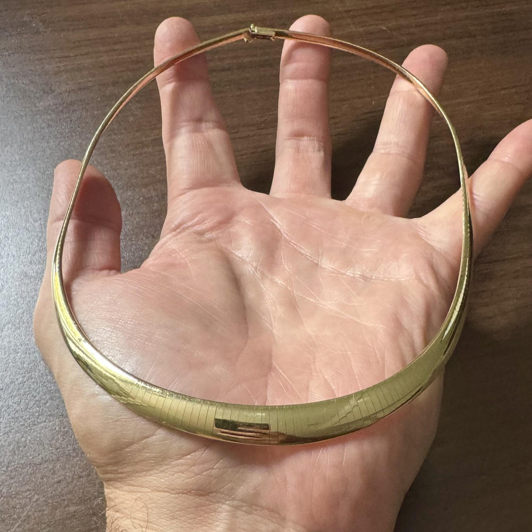 14k Yellow Gold 37.5g Solid Heavy Graduated Omega Link Necklace Italy 18"