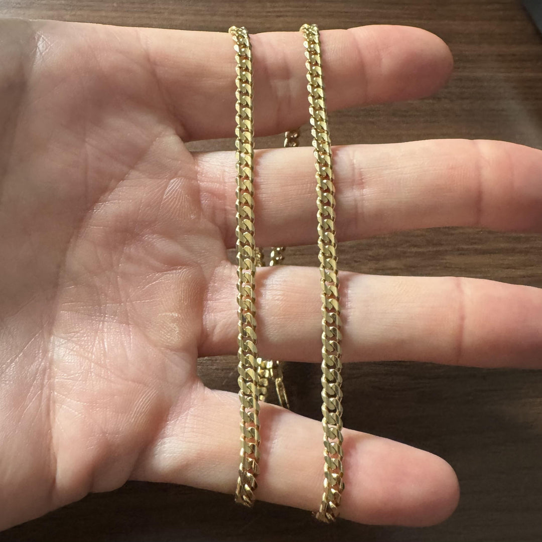 14k Yellow Gold 21.5g Solid 4mm Cuban Curb Link Chain Necklace Italy 20.5"