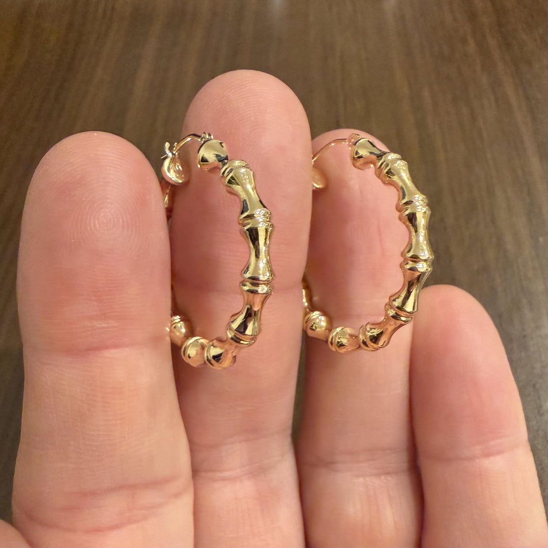 14k Yellow Gold 2.3g Polished Fancy Hoop Earrings 1.25"