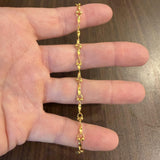 24k Pure Yellow Gold 4g Solid Thin Dainty 5mmFancy Link Bracelet 7"