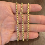 18k Yellow Gold 21g Vintage Thick Textured Box Link Chain Necklace Italy 24"