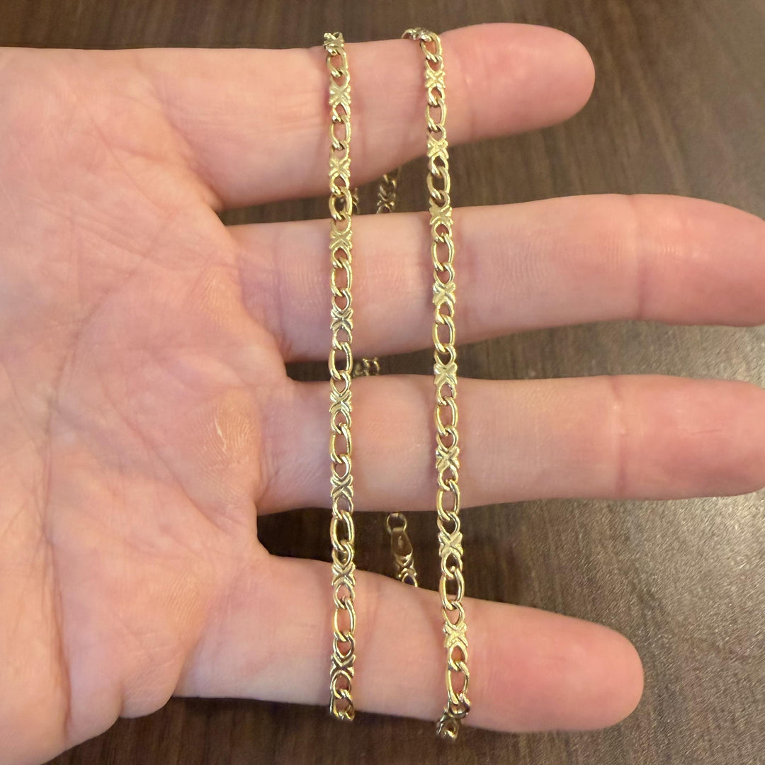 18k Yellow Gold 18.5g Solid Vintage XO Curb Link Chain Necklace Italy 19.5"