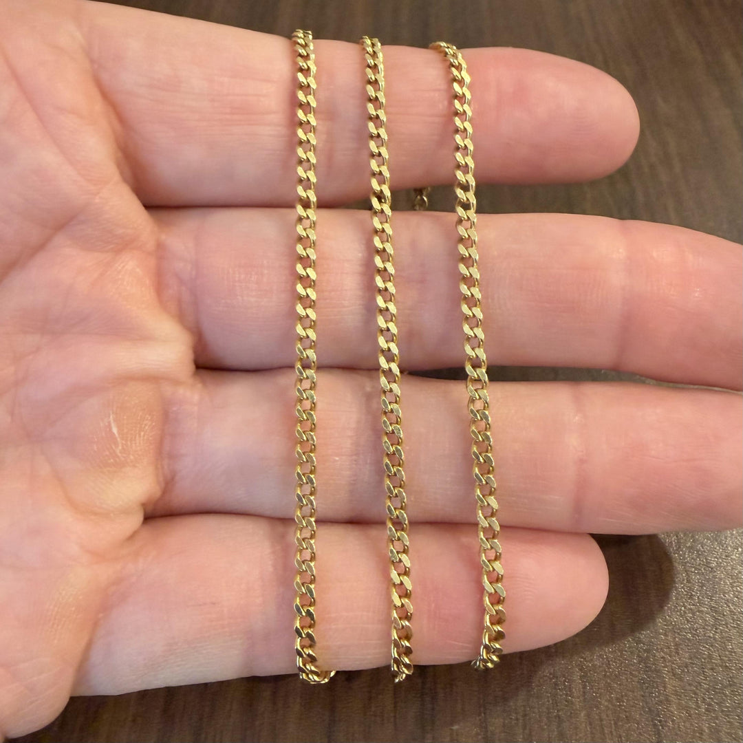 18k Yellow Gold 13.6g Solid 2.5mm Vintage Curb Link Chain Necklace Italy 22"