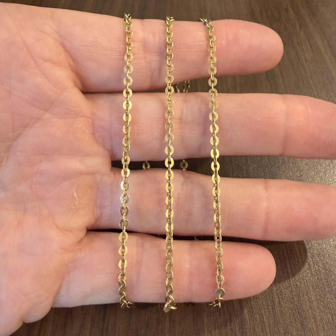 18k Yellow Gold 8.9g Solid Thin Vintage UnoAErre Circle Link Necklace Italy 24"