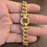 18k Yellow Gold 23.2g Hollow Thick Vintage Curb Link Bracelet Italy 7.5"