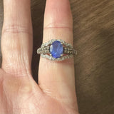 LeVian 14k White Gold Tanzanite and 0.50cttw Diamond Ladies Ring Size 7