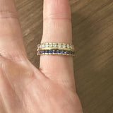 14k Yellow Gold Blue Sapphire and 0.50cttw Diamond Band Ring Size 9