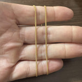 24k Pure Yellow Gold 5.2g Solid Thin 1.5mm Curb Link Chain Necklace 15.5"