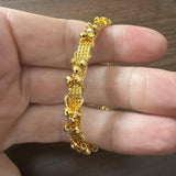 24k Pure Yellow Gold 27.2g Solid Diamond Cut Beaded Flex Cuff Bangle 7.25"