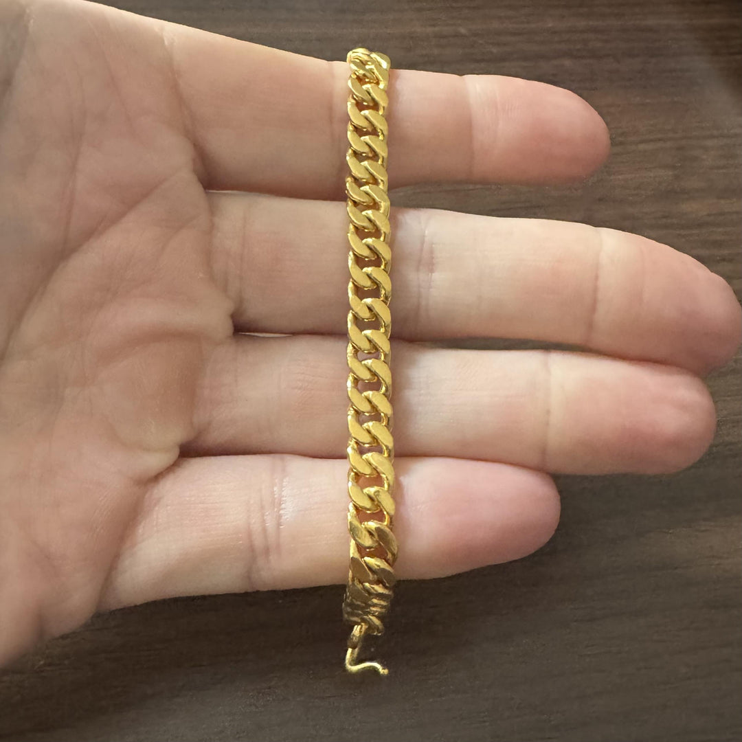 24k Pure Yellow Gold 32g Solid Heavy 6.5mm Curb Link Bracelet 6.75"