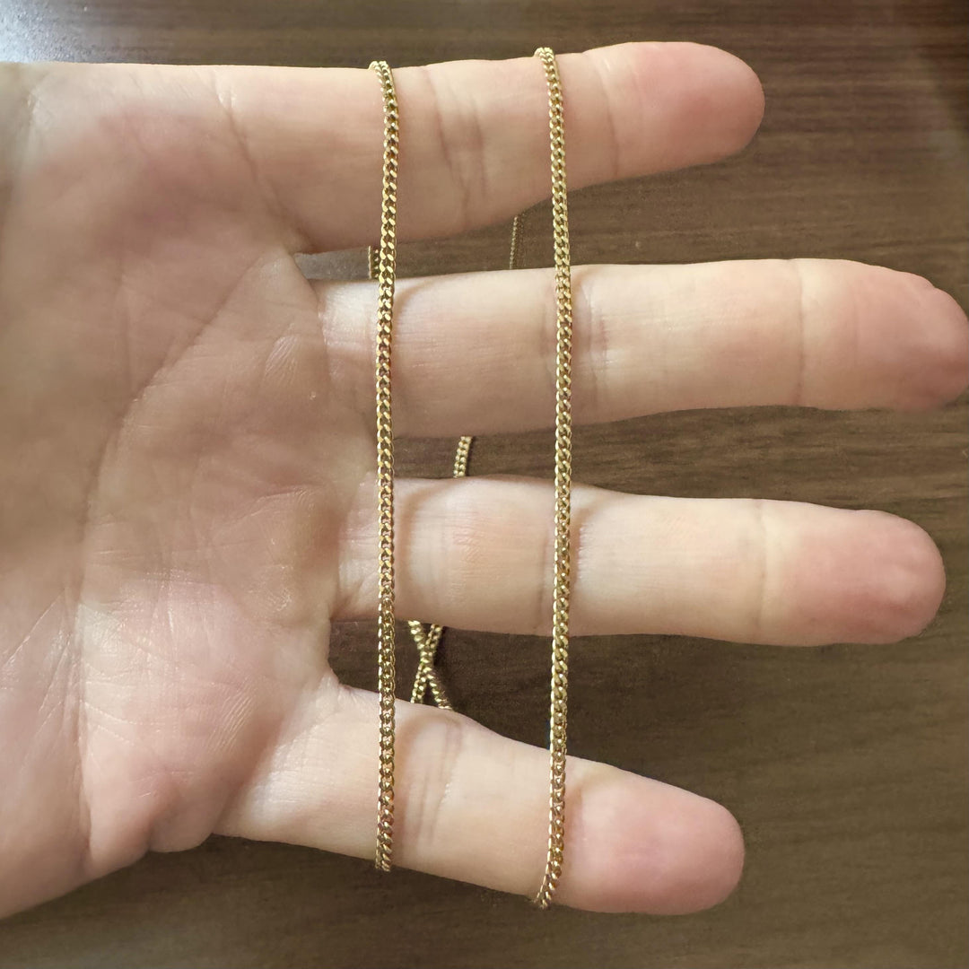 18k Yellow Gold 10g Solid Thin 2mm Cuban Curb Link Chain Necklace Italy 24"