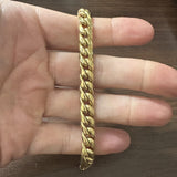 18k Yellow Gold 20.6g Hollow Thick 9mm Cuban Link Bracelet Italy 8"