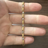 18k Yellow and White Gold 6.6g Ladies Two Tone 5mm Fancy Link Bracelet 7"