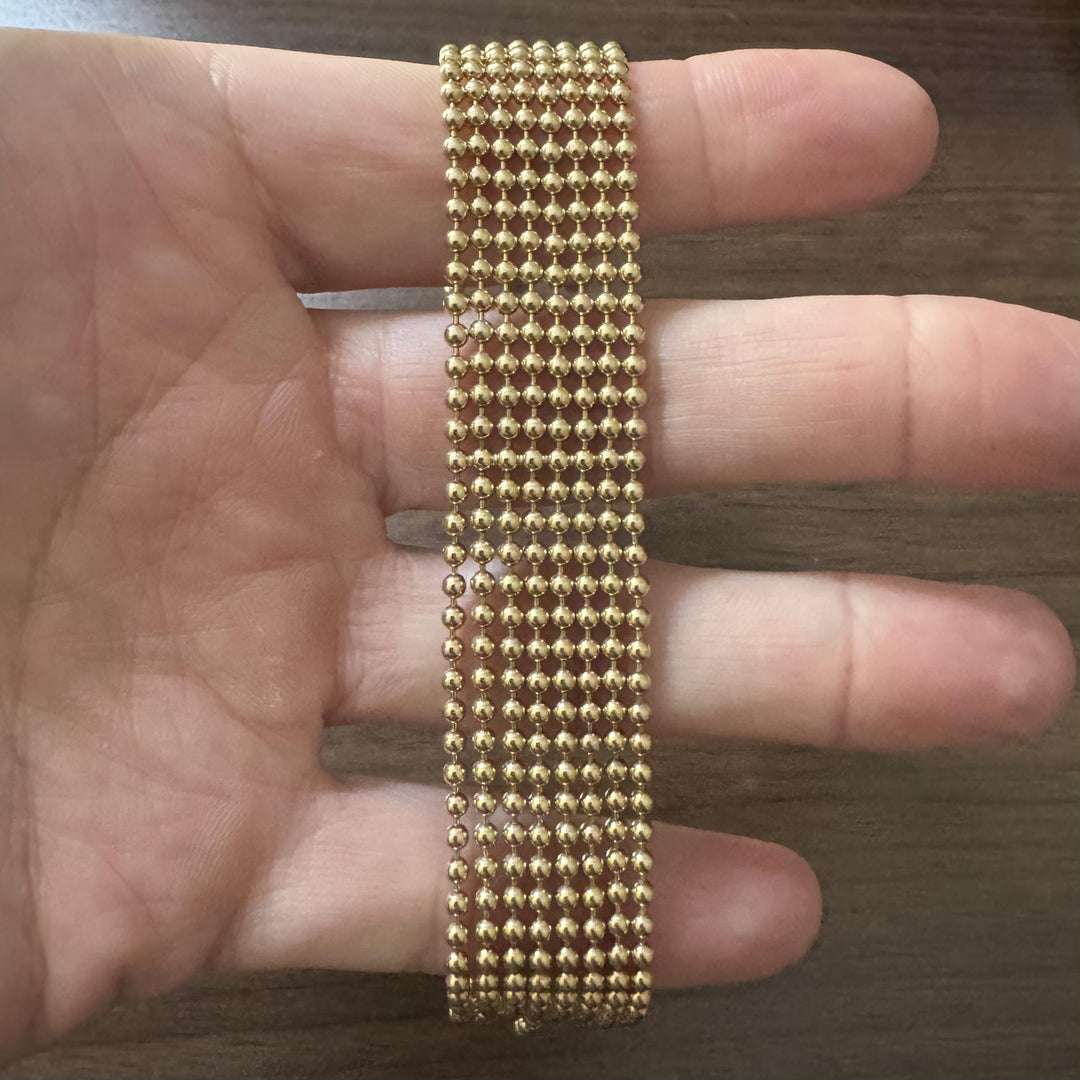 18k Yellow Gold and Diamond 43.7g Vintage Multi Stand Bead Link Bracelet 7"