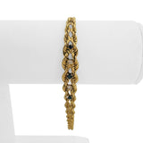 14k Yellow Gold Blue Sapphire and Diamond Double Rope Bracelet 7.5"