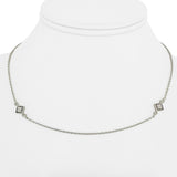 14k White Gold and Diamond Vintage Thin Station Necklace 16"